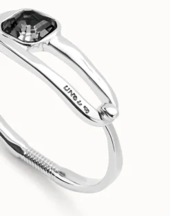 Bangle bracelet with a black crystal