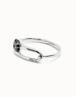 Bangle bracelet with a black crystal
