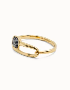 Bangle bracelet with a black crystal