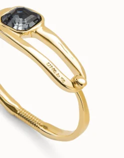 Bangle bracelet with a black crystal