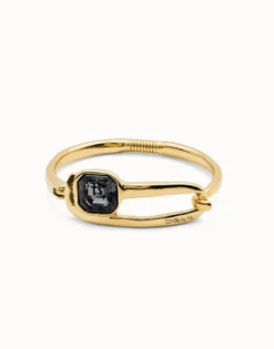 Bangle bracelet with a black crystal