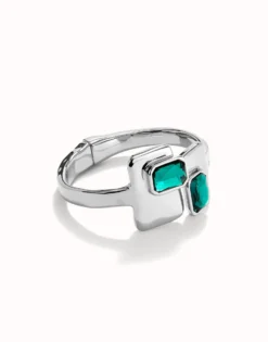Bangle bracelet with green crystals