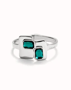Bangle bracelet with green crystals