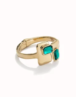 Bangle bracelet with green crystals