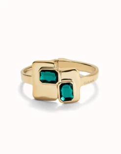 Bangle bracelet with green crystals