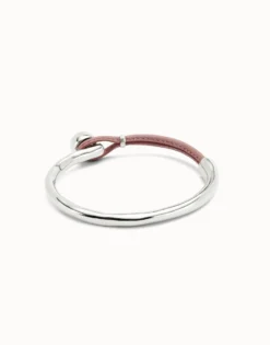 Bangle bracelet with lilac leather