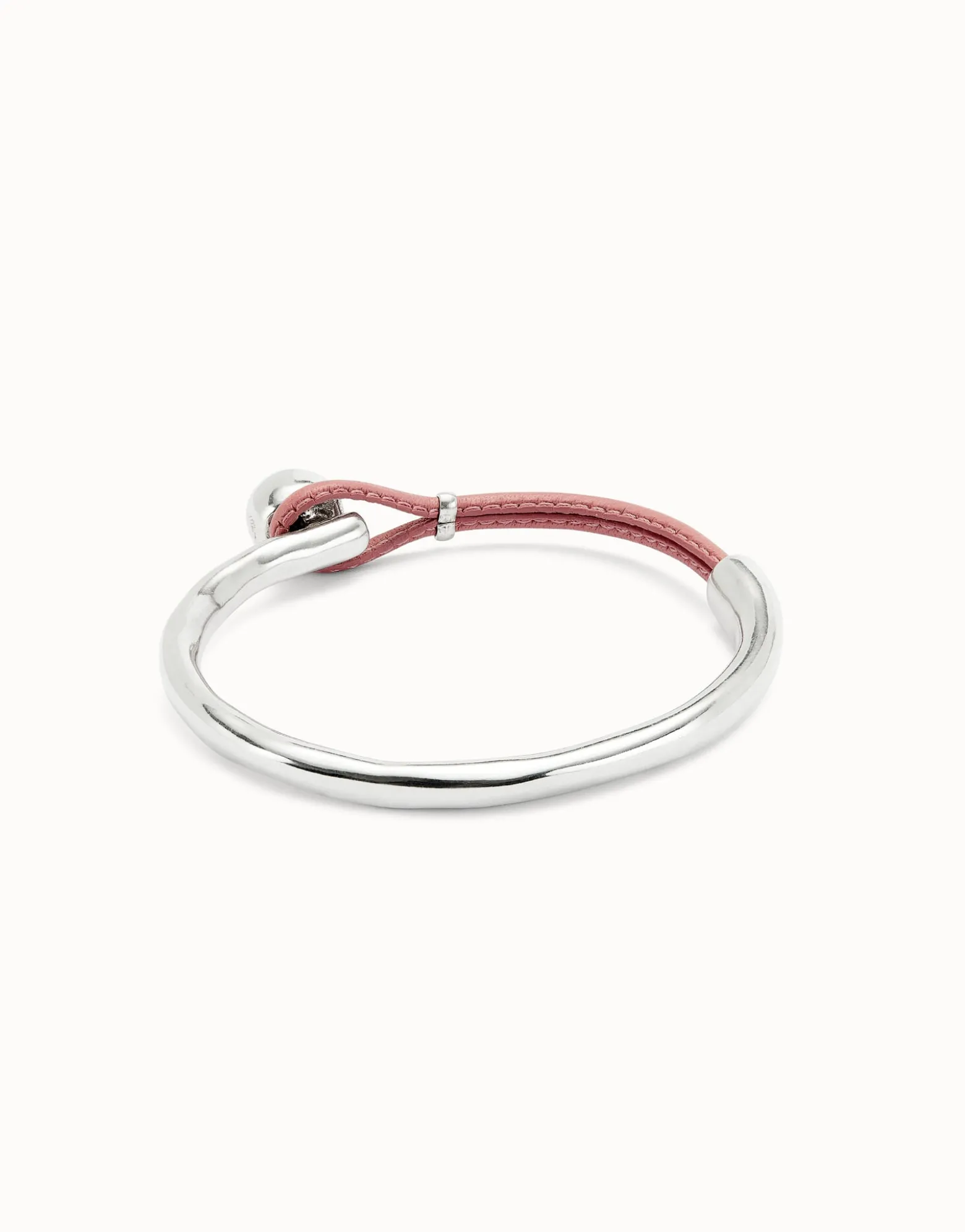 Bangle bracelet with pink leather