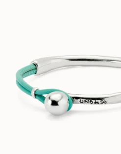 Bangle bracelet with turquoise leather