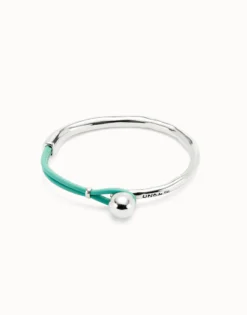 Bangle bracelet with turquoise leather