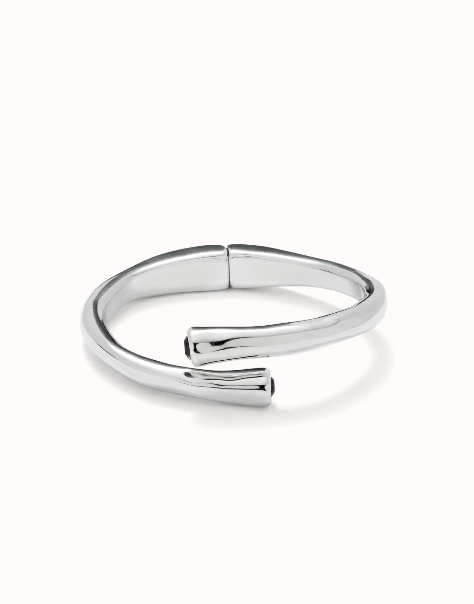 Bangle bracelet with two black crystal