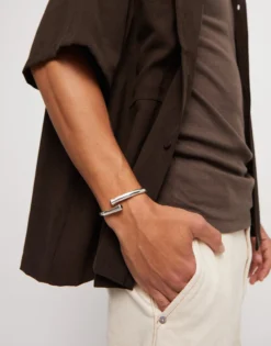 Bangle bracelet with two black crystal