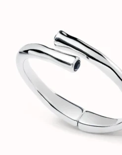 Bangle bracelet with two black crystal