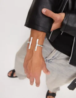 Bangle bracelet with two long tubes