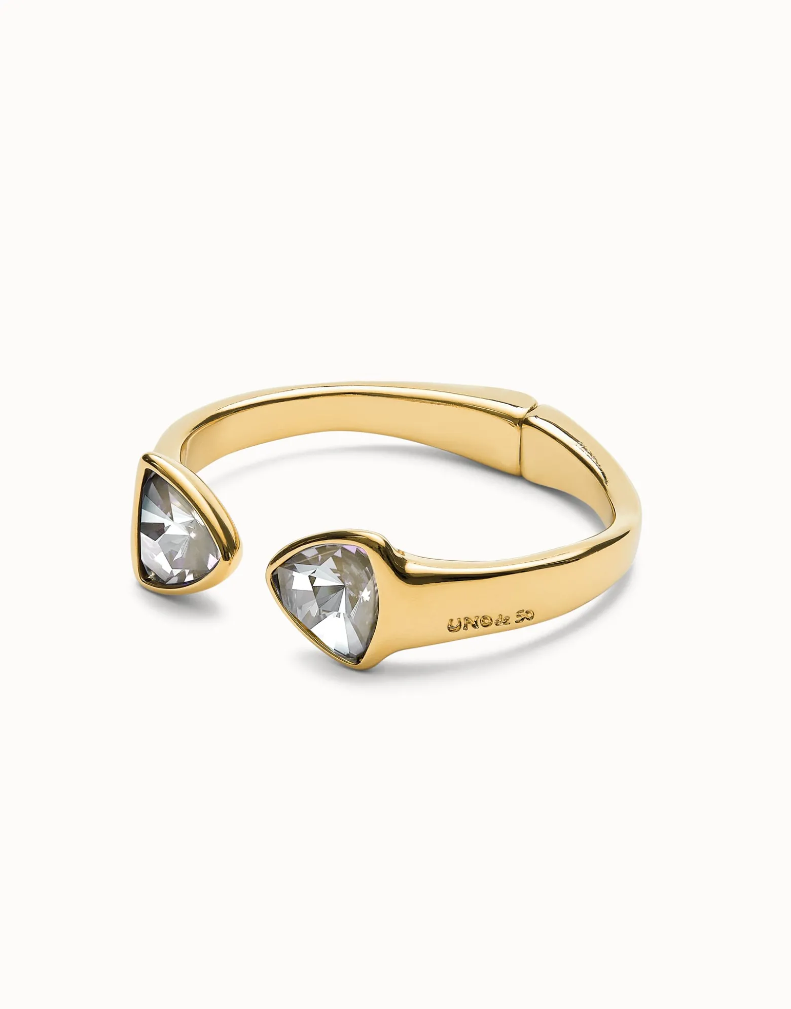 Bangle bracelet with two multicolored crystals