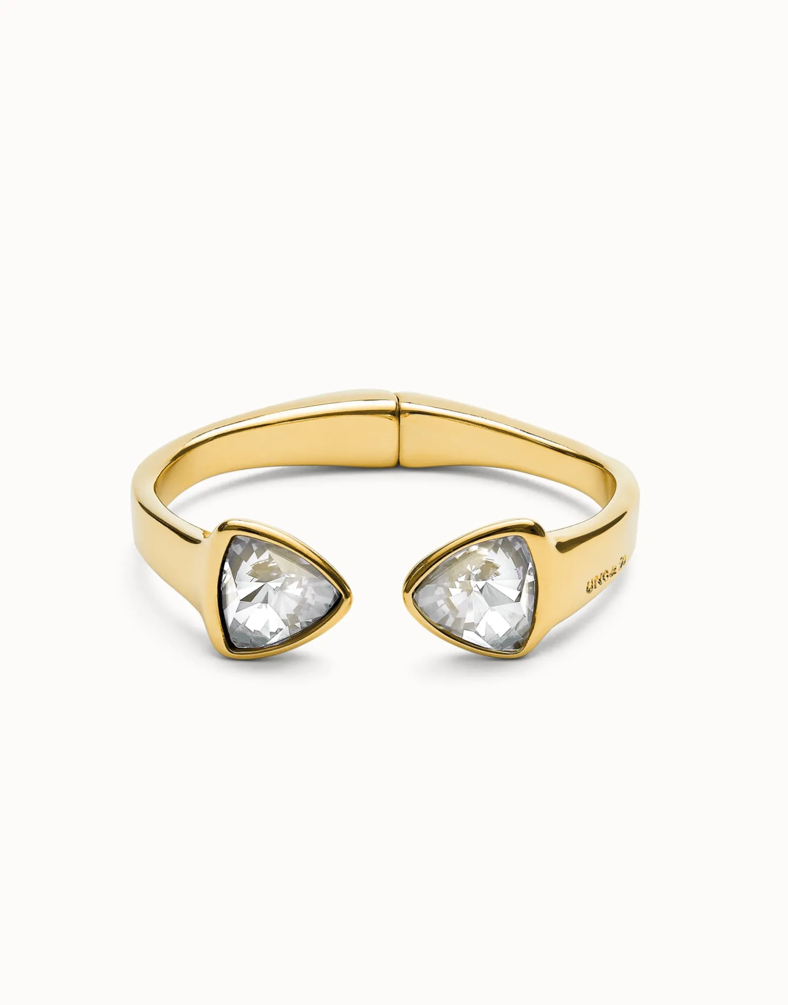 Bangle bracelet with two multicolored crystals