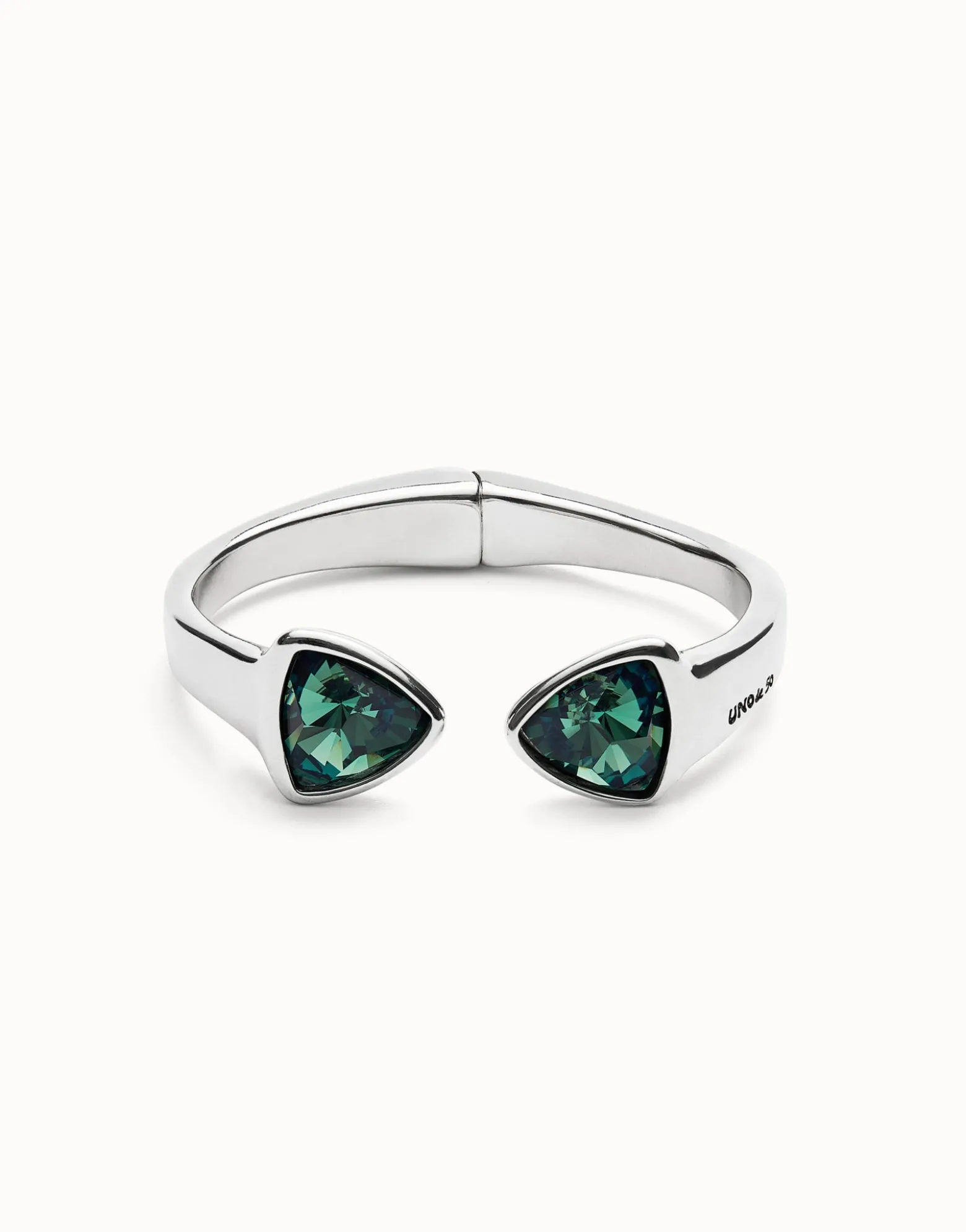 Bangle bracelet with two multicolored crystals