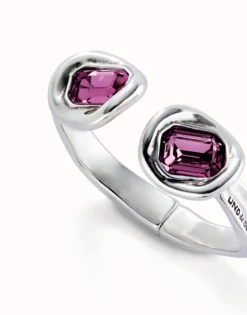 Bangle bracelet with two pink crystals