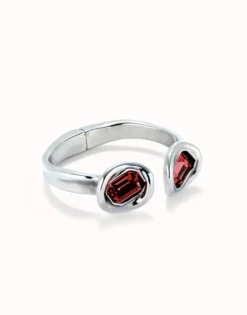 Bangle bracelet with two red crystals