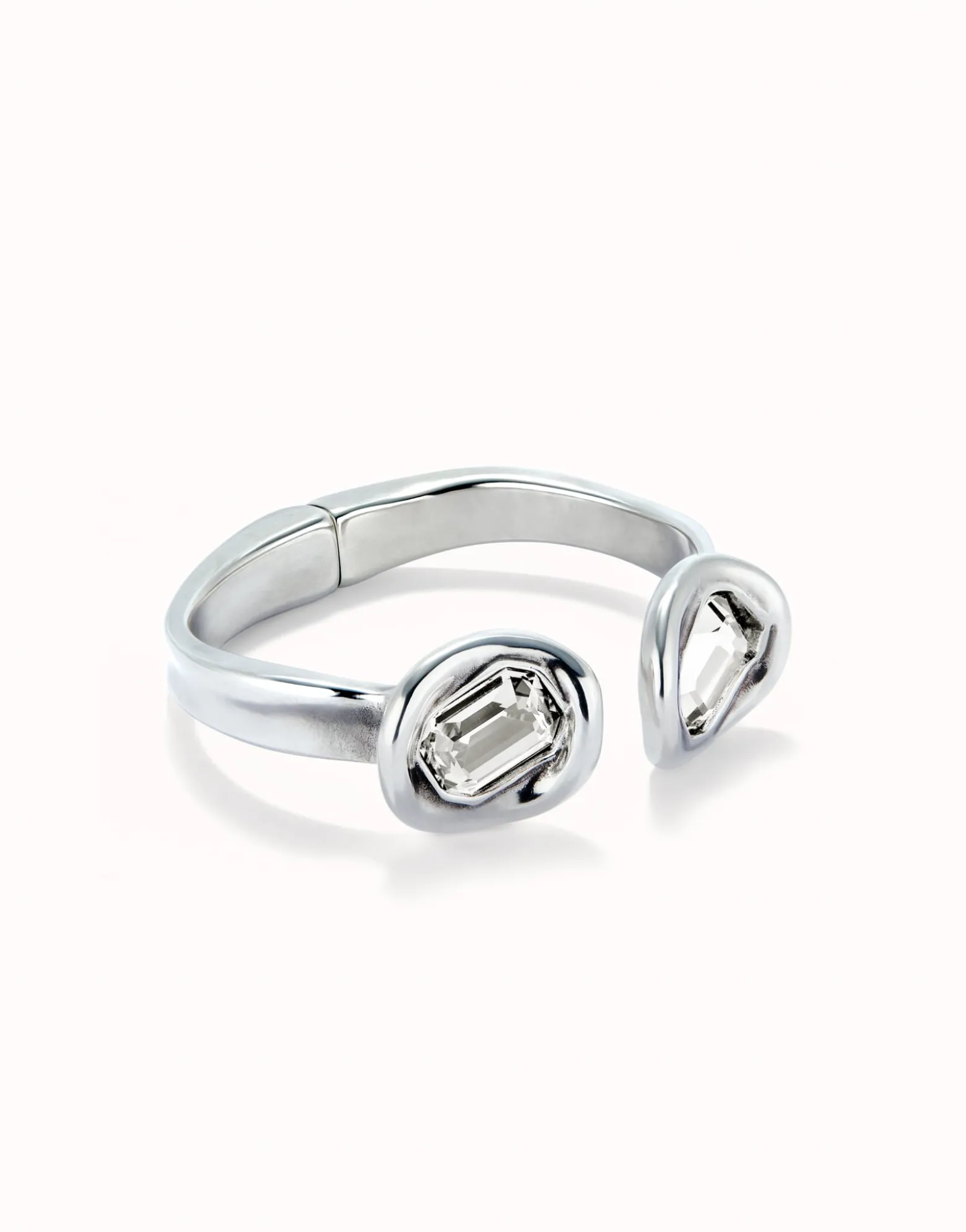 Bangle bracelet with two white crystals