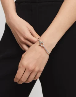 Bangle bracelet with white topaz