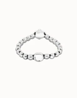 Beaded bracelet with blue oval faceted crystal