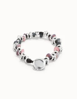 Beaded bracelet with leather