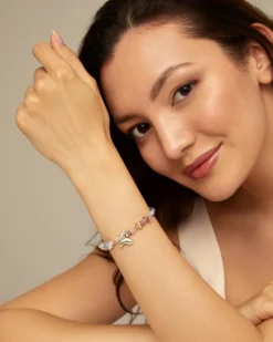 Beaded bracelet with multicolor handmade crystals