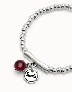 Beaded bracelet with red murano glass