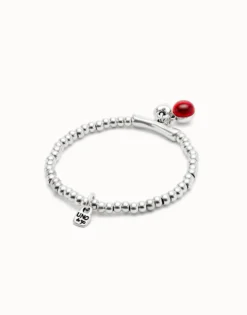 Beaded bracelet with red murano glass