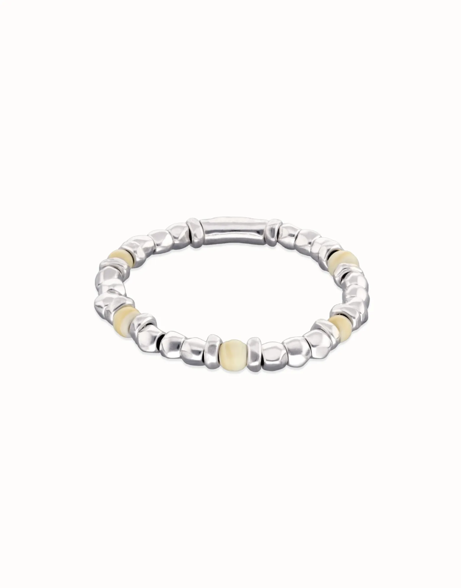 Beaded bracelet with silver and ivory beads