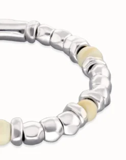 Beaded bracelet with silver and ivory beads