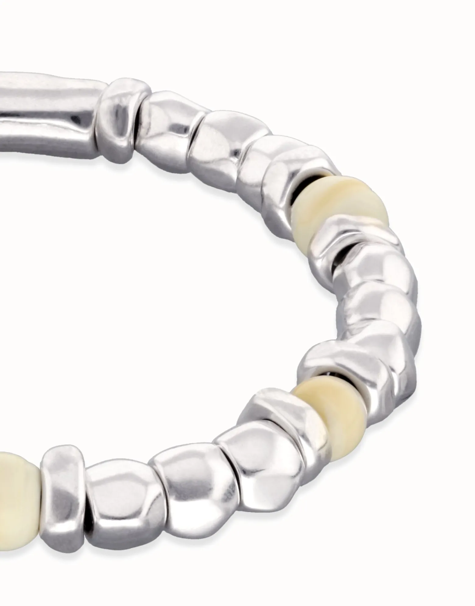 Beaded bracelet with silver and ivory beads