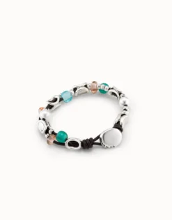 Beaded leather bracelet with crystals