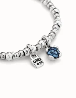 Beaded stretch bracelet with blue crystal