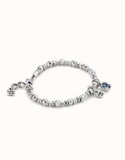 Beaded stretch bracelet with blue crystal