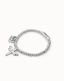 Beaded stretch bracelet with a dragonfly charm