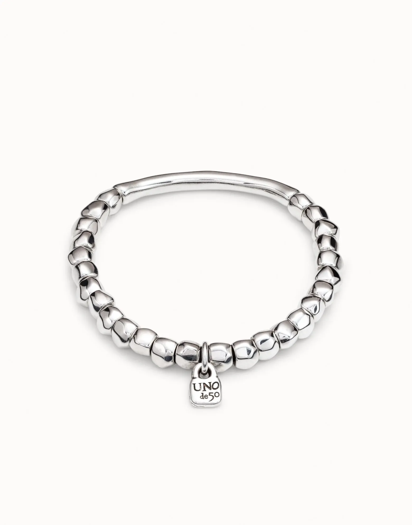 Beaded stretch bracelet with tubular piece