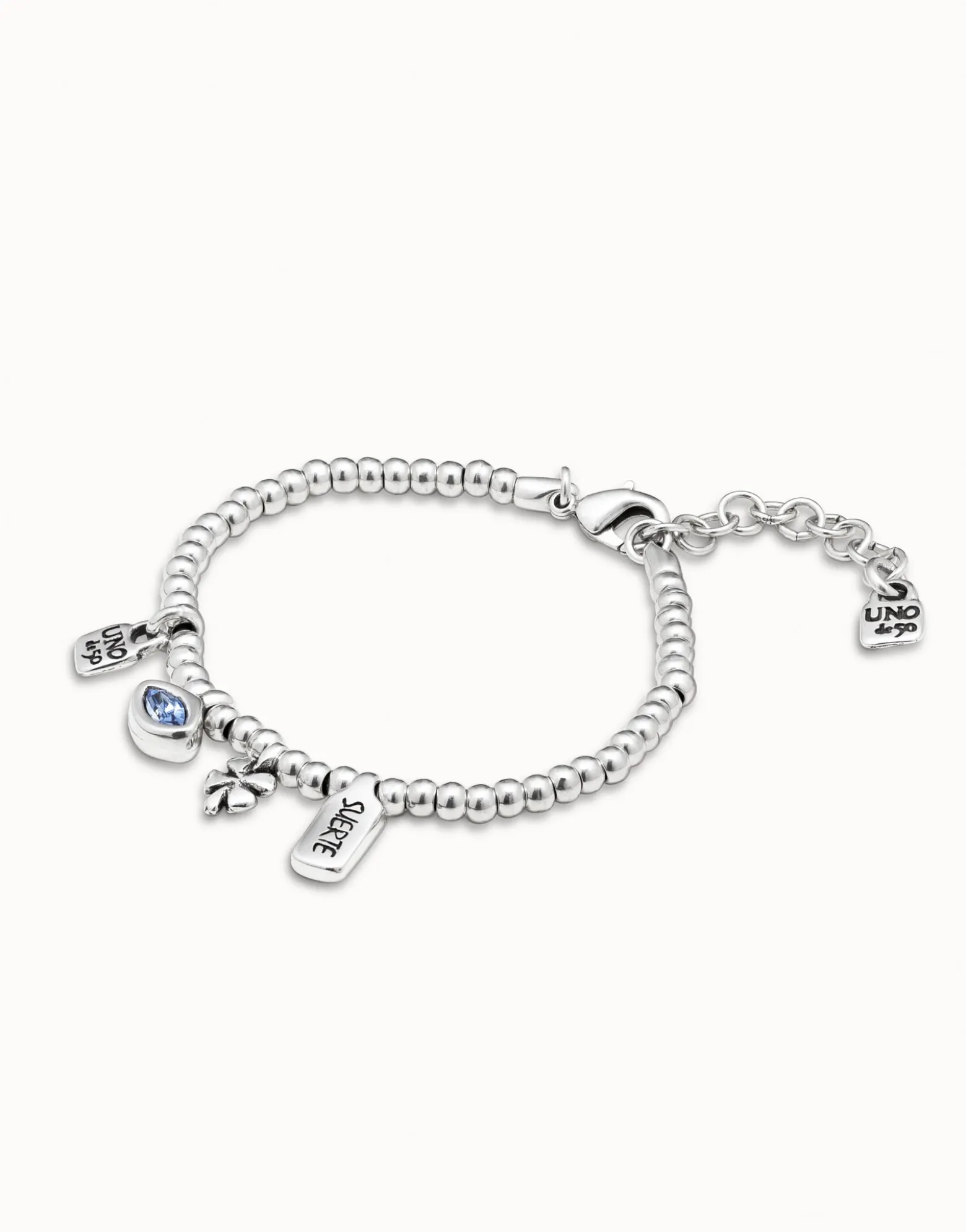 Beaded stretch bracelet with charms