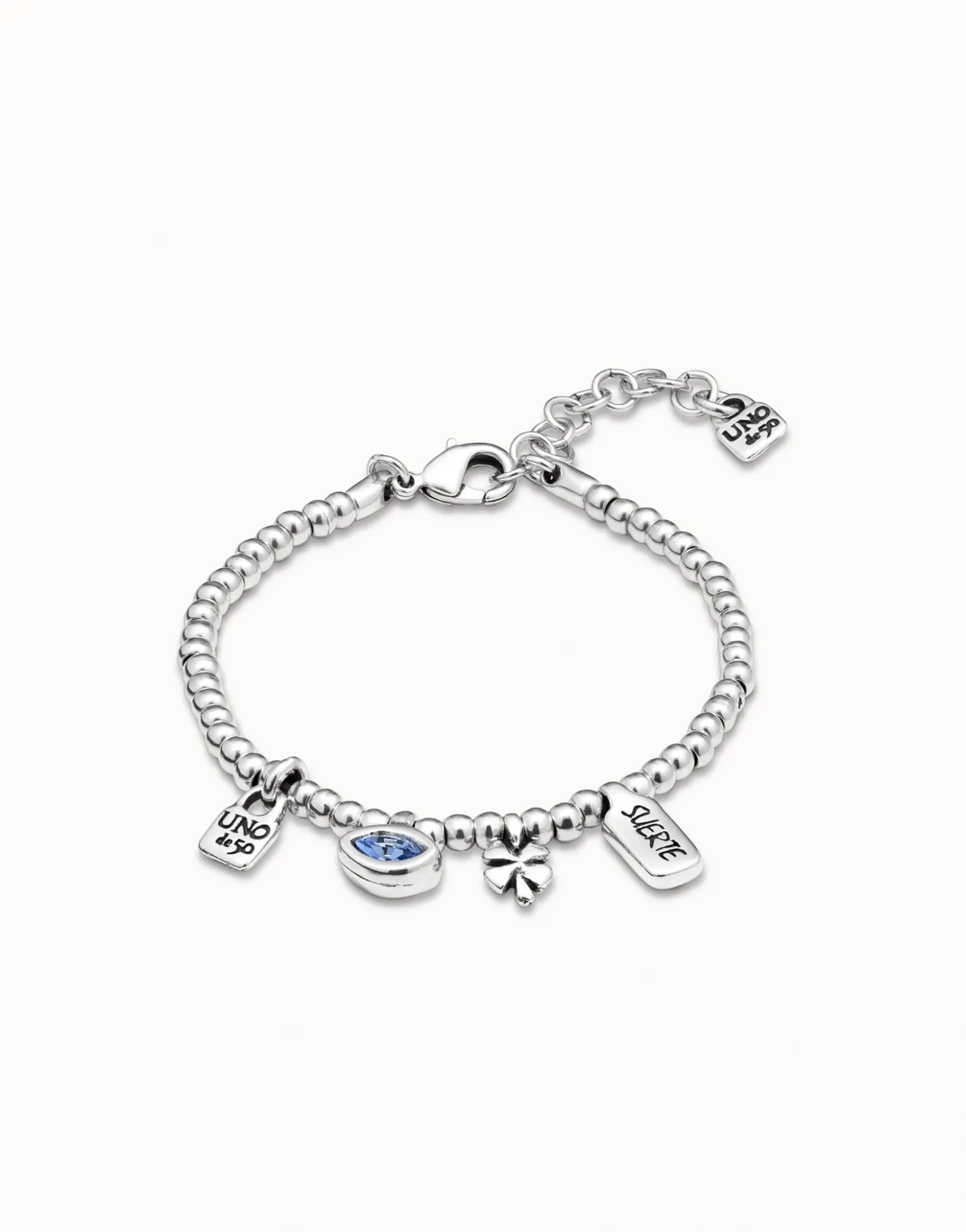 Beaded stretch bracelet with charms