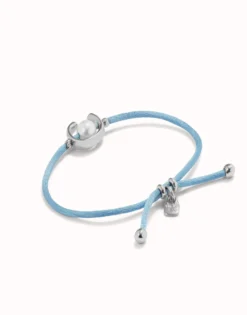 Blue cord bracelet with a pearl