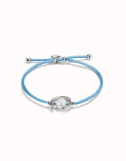 Blue cord bracelet with a pearl