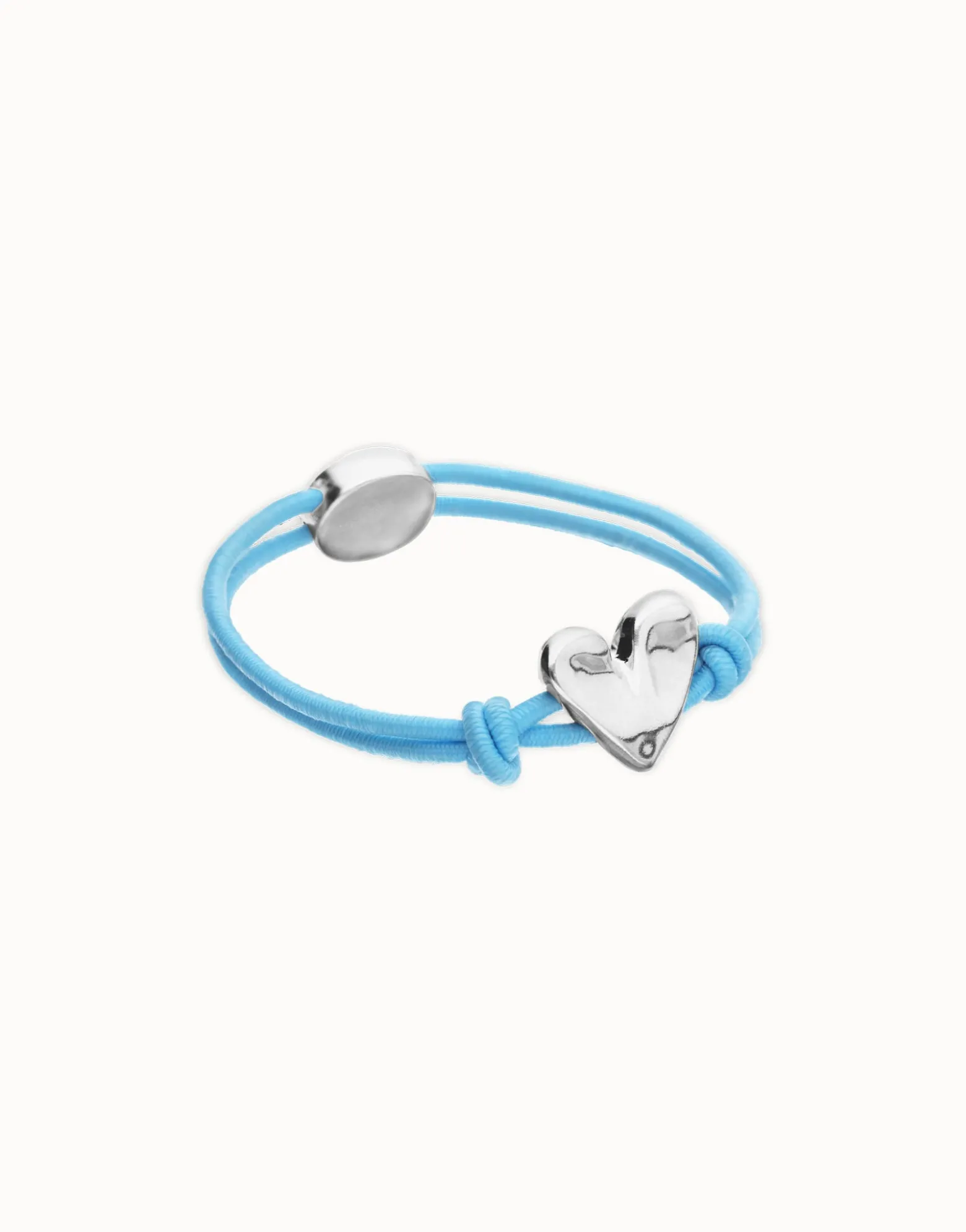 Blue elastic thread bracelet with heart