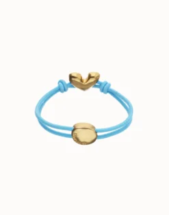 Blue elastic thread bracelet with heart