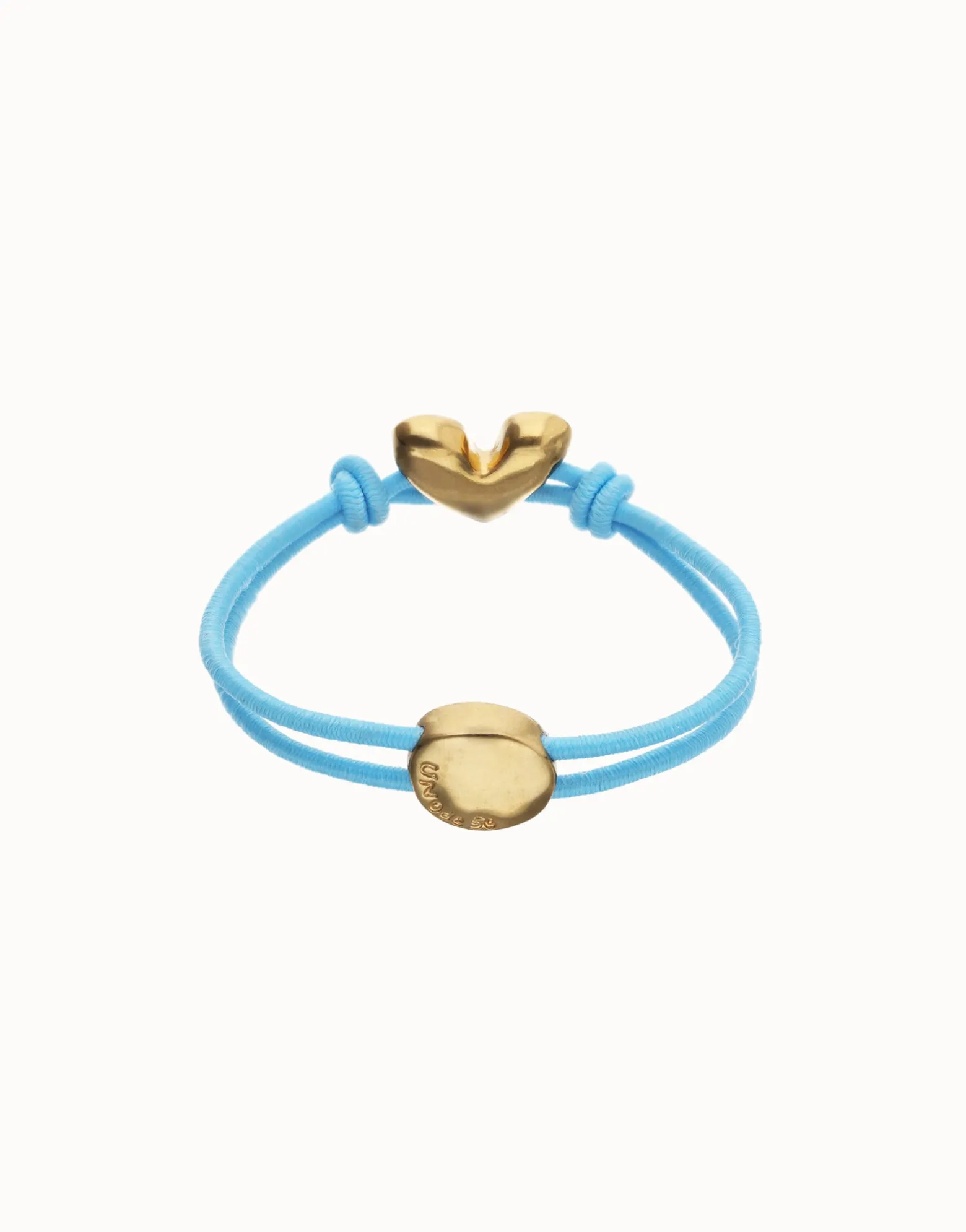 Blue elastic thread bracelet with heart