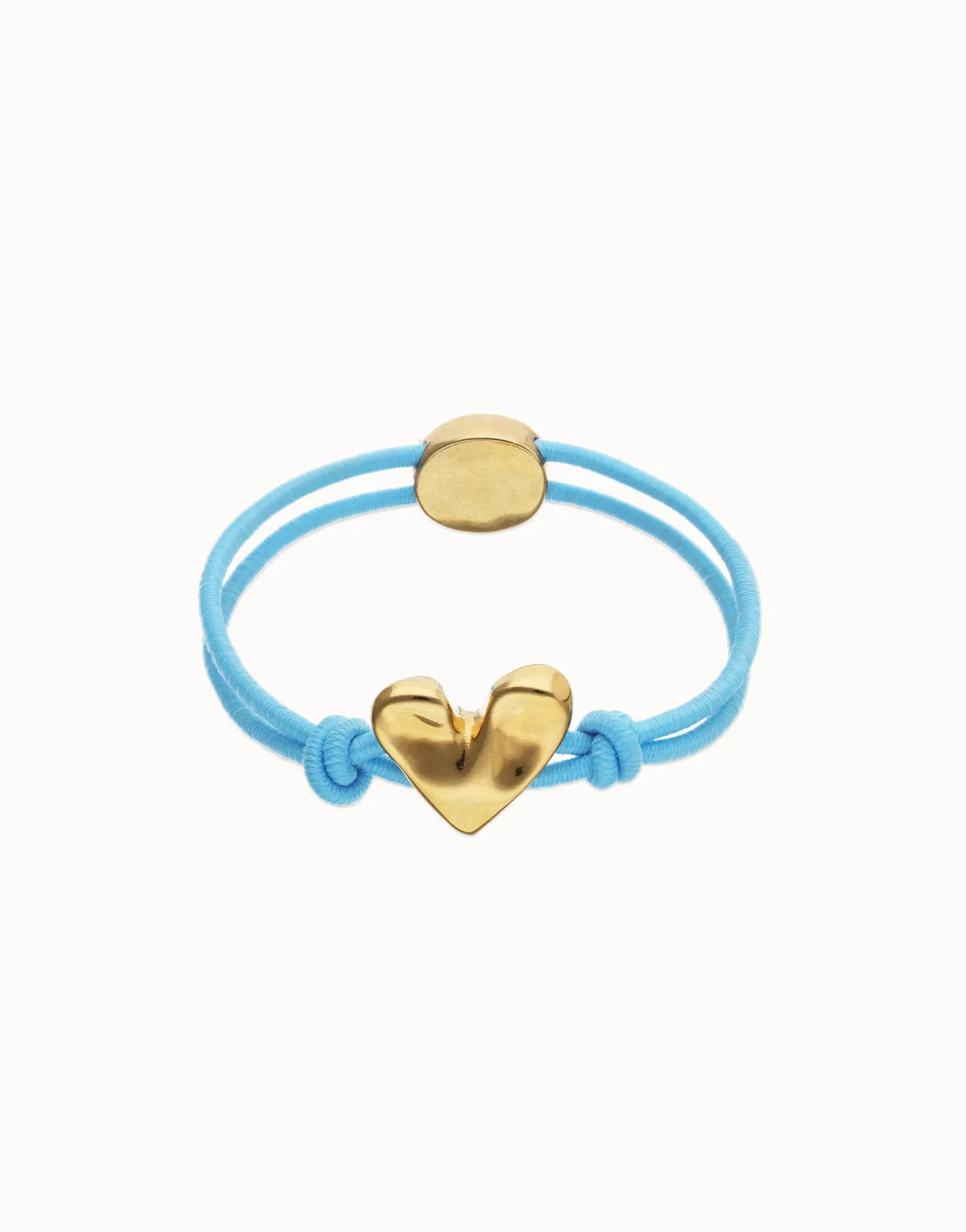 Blue elastic thread bracelet with heart