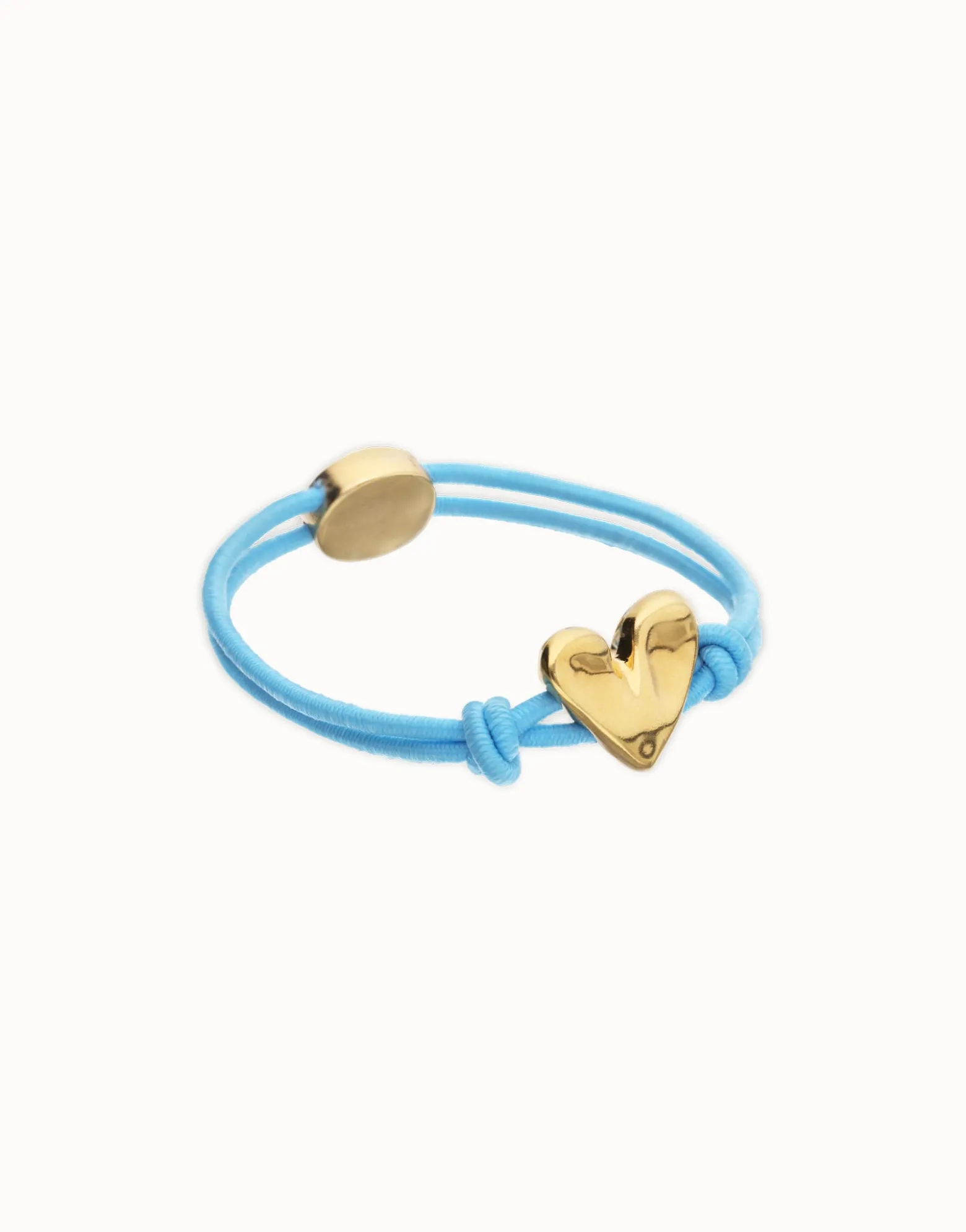 Blue elastic thread bracelet with heart
