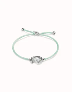 Blue green cord bracelet with a pearl