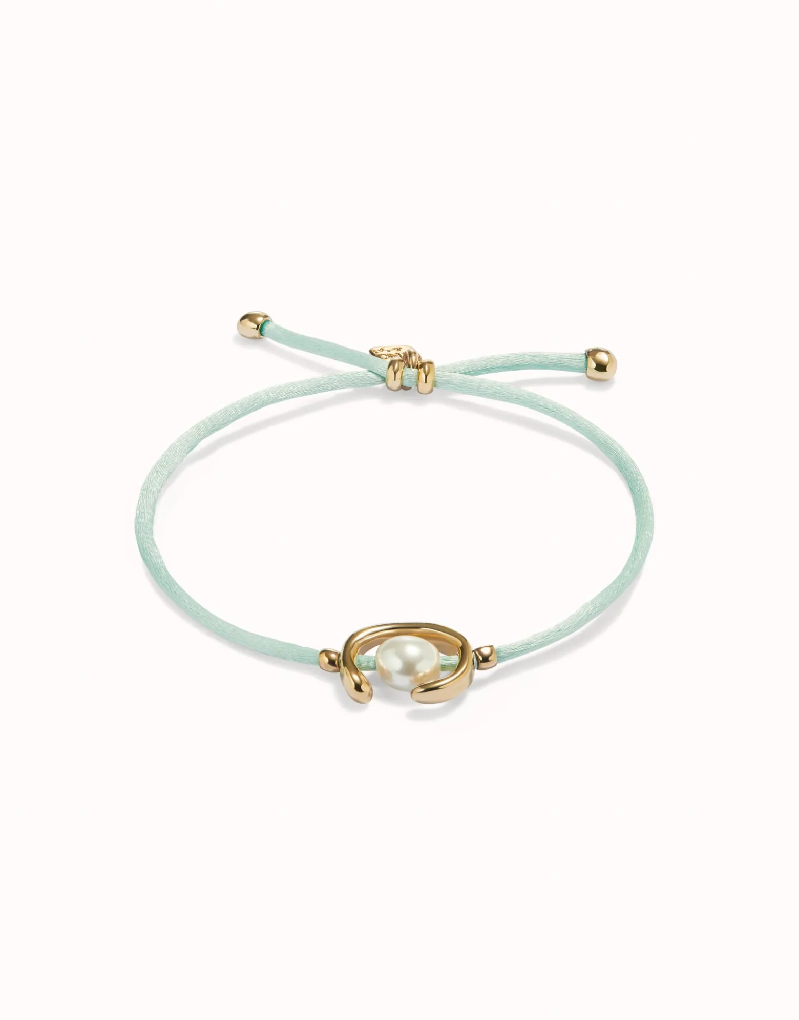 Blue green cord bracelet with a pearl