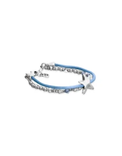Blue silk thread and metal bracelet with starfish