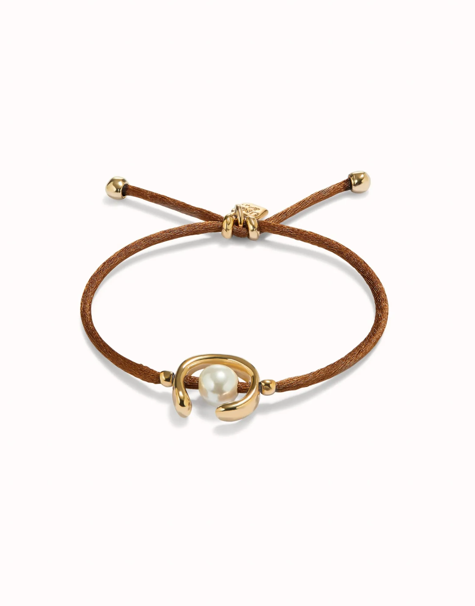 Brown cord bracelet with a pearl